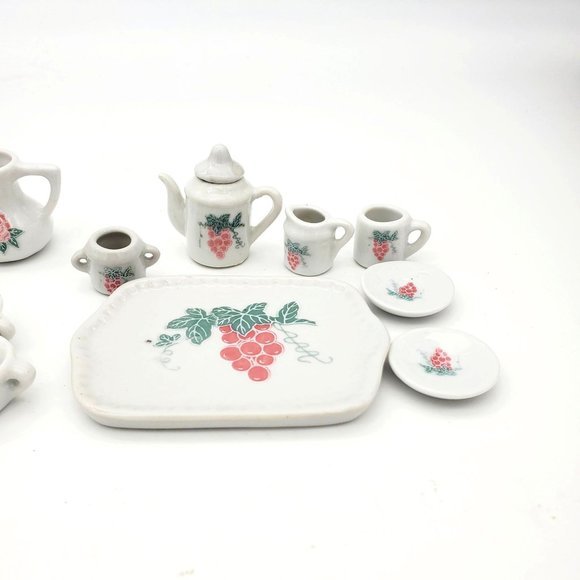 Miniature Barbie Size Porcelain Tea Set Lot Food Doll House Toys - Picture 4 of 6